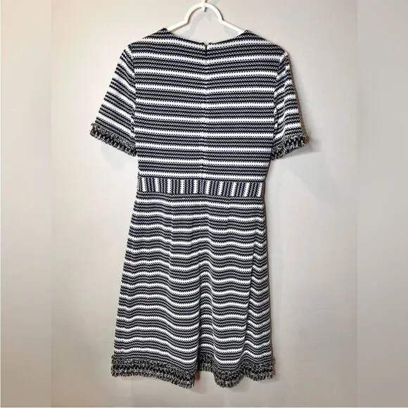 Tory Burch Paulina Open Knit Fringe Black White Dress Size small - Picture 3 of 10